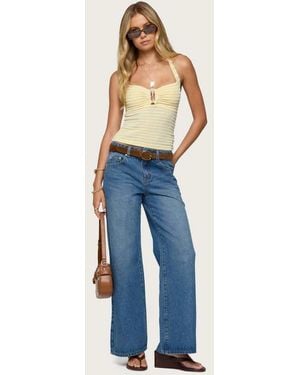 Edikted Ery Wide Leg Mid Rise Jeans - Blue