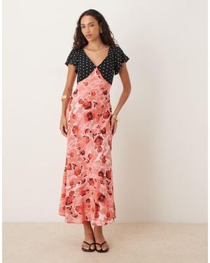 ASOS Angel Sleeve Midi Tea Dress - Pink