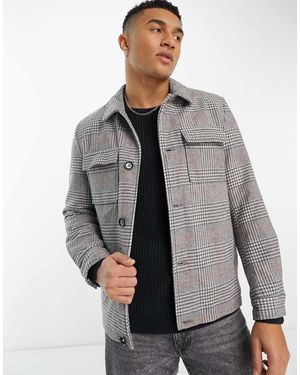 Harry Brown Relaxed Fit Check Harrington Jacket - Grey