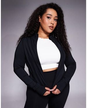 4505 Curve Icon Sculpting Zip Up Long Sleeve Jacket - Black