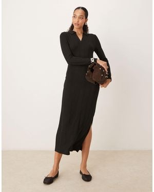 Jdy Knitted Polo Midi Dress - Black