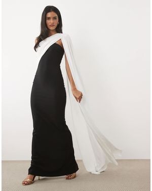 JW PEI One Shoulder Cape Detail Maxi Dress - White