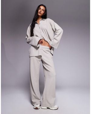 Kaiia Exclusive Cotton Rich Ribbed Straight Leg Trackies - Gray