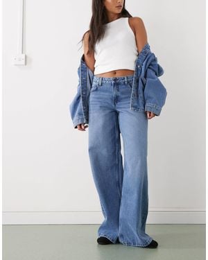Noisy May Low Rise Wide Leg Jeans - Blue