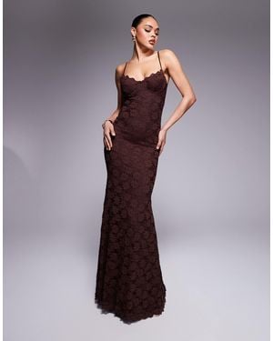 Wanderdoll Leah Structured Cami Lace Fishtail Maxi Dress - Purple