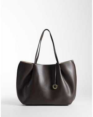 Mango Faux Leather Slouch Tote Bag - Black