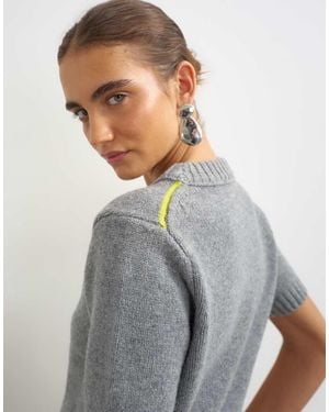 TOPSHOP Knitted Premium Pure Lambswool Short Sleeve Crew Neck T-shirt - Grey