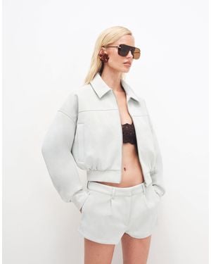 CERNUCCI Faux Suede Collared Bomber Jacket Co-ord - White