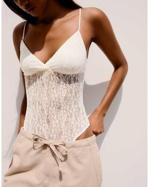 Bershka Lace Strappy Body - Black