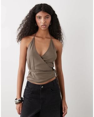 Weekday Halter Wrap Top - Black