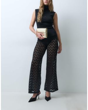 ASOS Lace Sheer Wide Leg Trouser - Gray
