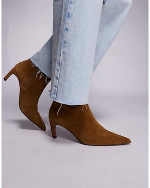 River Island Botas Tostadas De Tacón Bajo Con Puntera Fina De Ante De - Azul