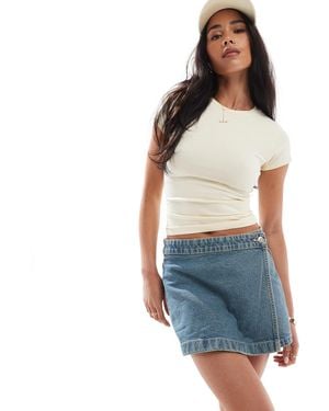 Cotton On Asymmetric Wrap Skort - Blue
