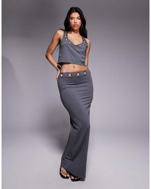 South Beach Maxi Beach Skirt With Eyelet Detail - Blue