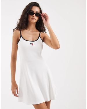 Tommy Hilfiger Badge Logo Mini Strappy Dress - White