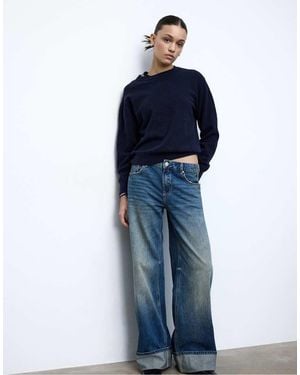 Stradivarius D91 Low Wide-Leg Jeans - Blue