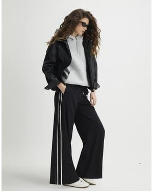 River Island Stitch Side Stripe Joggers - Black