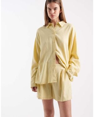 JJXX Pantalones Amarillo Pastel De Mezcla De Lino De (Parte De Un Conjunto)