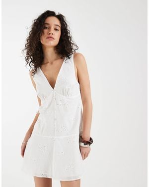 Motel Raspati Broderie Mini Dress - White