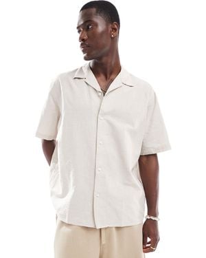 SELECTED Oversized Linen Mix Revere Collar Shirt - White