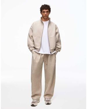 Bershka Balloon Pleated Tailored Trousers - White