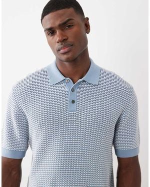 Jack & Jones Premium Knitted Print Polo - Blue