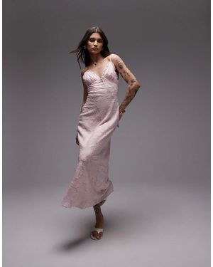 Nia Camille Flocked Midaxi Dress - Grey