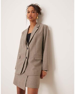 Y.A.S Oversized Double Placket Detail Blazer Co-ord - Natural