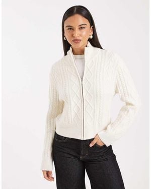 Cotton On Jersey Blanco Porcelana Con Cremallera Bidireccional De Punto De Ochos De