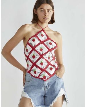 Glamorous Crochet Halterneck Top - Grey