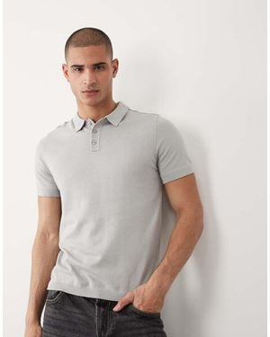 River Island Essential Knitted Polo - Grey