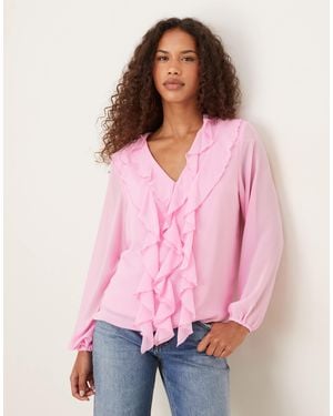 Vila Ruffle Frill Woven Blouse - Pink