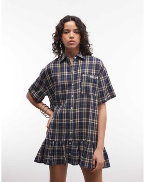 The Ragged Priest Button Down Oversized Shirt Mini Dress - Multicolour