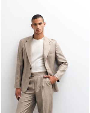 ASOS Schmale melierte anzugjacke mit leinen - Natur
