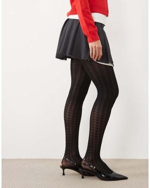 ASOS Houndstooth Pattern Tights - White