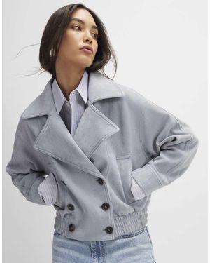 River Island Faux Suede Collared Bomber Jacket - Grey