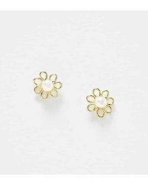 Kingsley Ryan Orecchini A Bottone Placcati A Forma Di Fiore Con Perle - Metallizzato