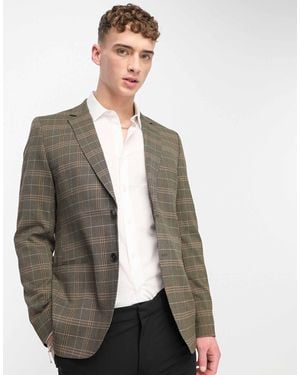 Bolongaro Trevor Khaki Check Suit Jacket - Grey