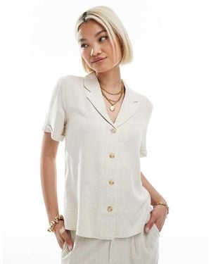 Object Camicia Effetto Lino Color Crema - Bianco