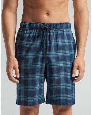 Intimissimi Checked Plain-Weave Shorts - Blue