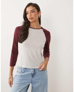 GOOD AMERICAN T-Shirt A Maniche Lunghe Vintage Con Maniche Raglan A Contrasto - Blu