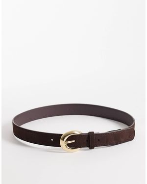 Mango Classic 100% Sued Belt With Hardware - Grey