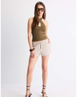Stradivarius Rustic Shorts - Natural