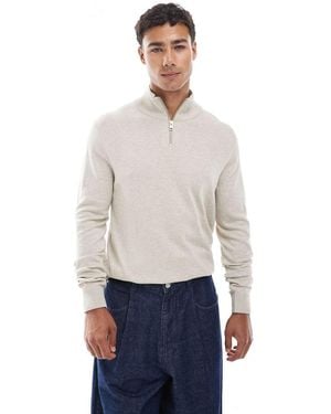Jack & Jones Quarter Zip Jumper - White