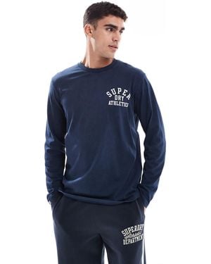 Superdry – athletic essentials – langärmliges oberteil - Blau