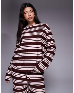 Kaiia Exclusive Super Soft Jersey Crew Neck Oversized Long Sleeve Top Co-Ord - Red