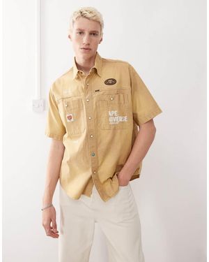Aape By A Bathing Ape Aape By A Bathing Ape Worker Short Sleeve Shirt - Natural
