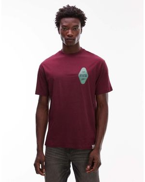 CAT WWR Camiseta Holgada Con Estampado Gráfico Del Logo De 180 G/M²-Rojo