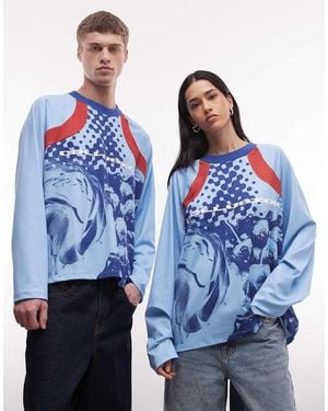 Collusion Unisex Football T-shirt - Blue