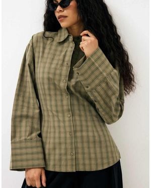 NA-KD Wide Sleeve Fitted Shirt - Green
